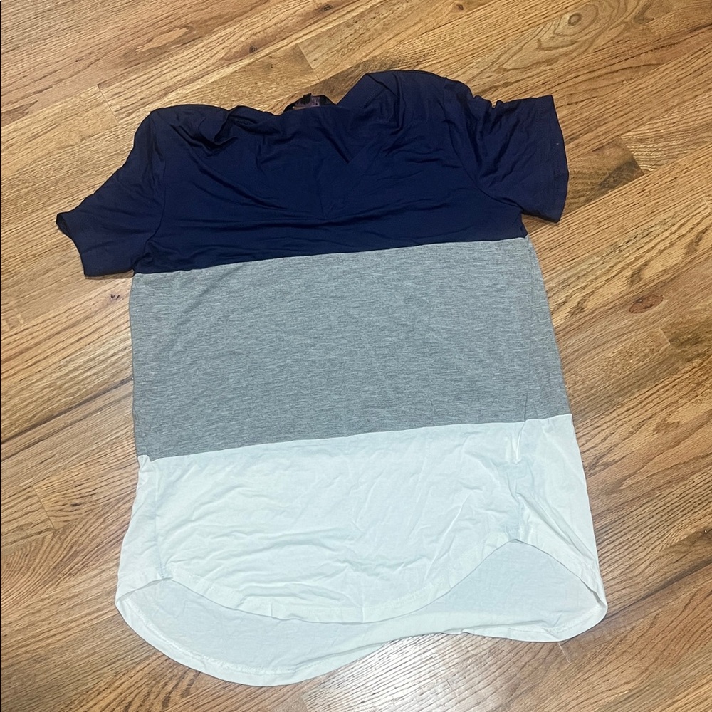 Colorblock T-Shirt in Navy, Gray, and White